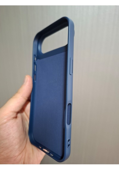Apple Uyumlu iPhone 17 Air Logolu İçi Kadife Silikon Lansman Kılıf Lacivert