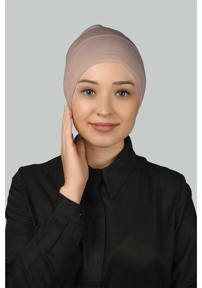 Altobeh Hazır Pratik Geçmeli Uzun Boru Tesettür Bonesi - Pudra