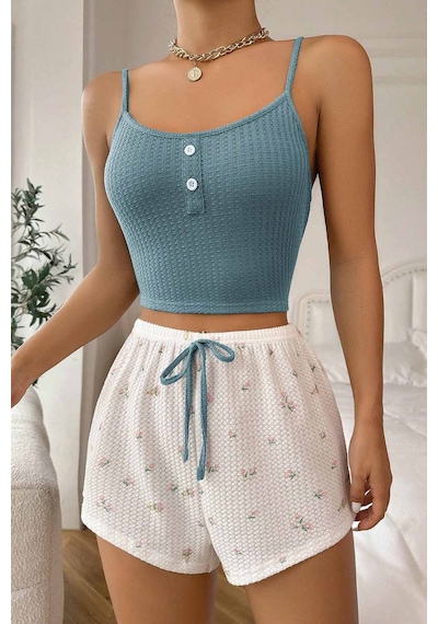 Merry See Askılı Şortlu Pijama Takımı Çok Renkli