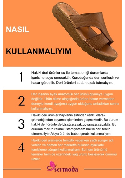 Sermoda Hakiki Deri Erkek Terlik - Yumuşak Kalın Taban Tabanlı Hakiki Deri Erkek Terlik A Taba