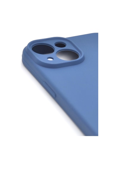 Apple Uyumlu iPhone 13 Düz Renk Esnek Yumuşak Silikon Kılıf Rubber İndigo Mavi