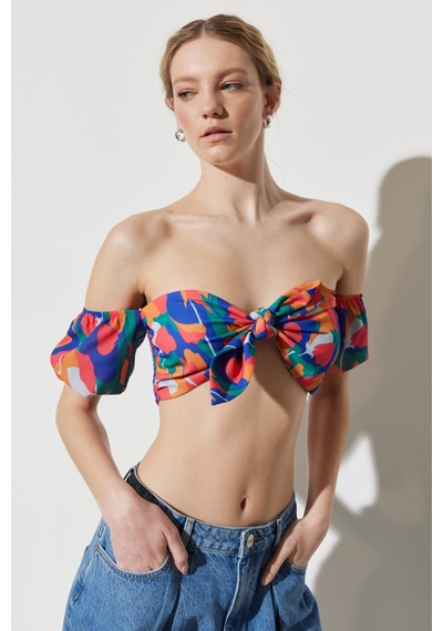 Lee Wrangler Regular Fit Normal Kesim Önden Bağlamalı Desenli Bralet Bluz Renkli