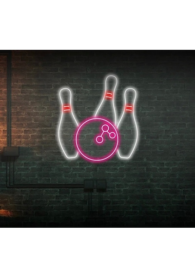 Bowling Topu Ve Lobutu Şekilli Neon Tabela Pembe