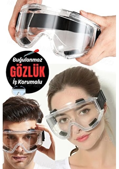 Silikon Şeffaf Buğulanmaz İş Güvenliği Gözlüğü Kimyasal Toz Çapak Gözlüğü Tam Koruma