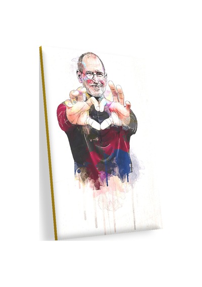 Cakasepetim Steve Jobs Kalp Görsel Ahşap Mdf Tablo
