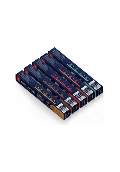 Nish Coffee Nespresso Uyumlu Kapsül Kahve 5'li Set Lungo,ıtaly,risteretto,smooth,decaf -50 Adet Kapsül Kahve