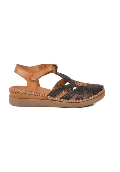 Pierre Cardin Siyah Hakiki Deri Cırtlı Kadın Günlük Sandalet Pc-54517 Z Siyah
