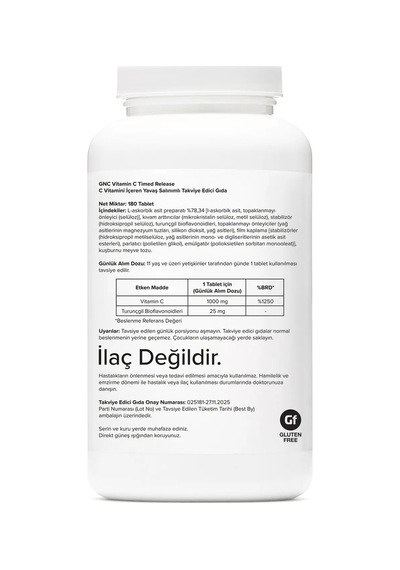 Gnc Vitamin C Timed Release 180 Tablet