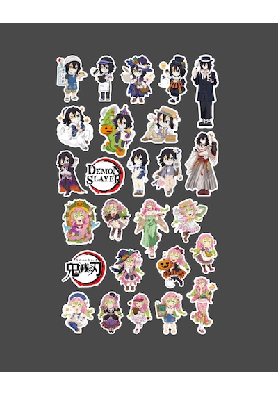 Mitsuri Kanroji-obanai Iguro-parlak Kağıt -2li Sticker Set-demon Slayer Anime Minithingsart