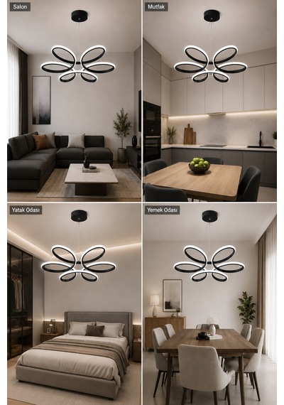 Niva Led Sarkıt Avize Beyaz Işık Siyah
