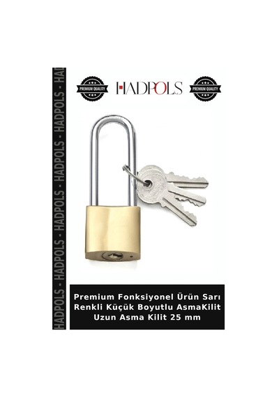 Premium Fonksiyonel Ürün Sarı Renkli Küçük Boyutlu Asmakilit Uzun Asma Kilit 25 Mm