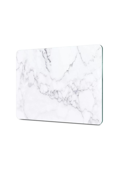 2'li Cam Kesme Tahtası Ve Sunumluk Beyaz Mermer Desenli 20 X 30 Cm Ve 25 X 35 Cm Çok Renkli