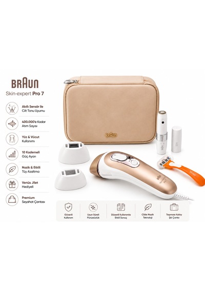 Braun Skin İ-expert Pro 7 Pl7147 Akıllı Ipl Cihazı + Mini Tüy Alma , Venüs Jilet Hediyeli