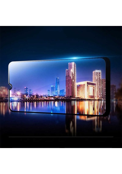 Samsung Uyumlu Galaxy A20S Zore Kenarları Kırılmaya Dayanıklı Cam Ekran Siyah