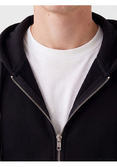 LC Waikiki Lc Waıkıkı Siyah Kapüşonlu Erkek Fermuarlı Sweatshirt