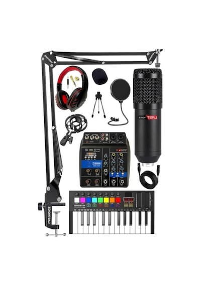 2As Ses Kartlı Mikser, Midi Klavye Ve Bm800 Mikrofon İle Stüdyo Ekipmanları Seti Açık Antrasit 2As Ses Kartlı Mikser, Midi Klavye Ve Bm800 Mikrofon İle Stüdyo Ekipmanları Seti Açık Antrasit