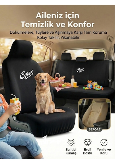 Opel Sintra İle Uyumlu Oto Koltuk Kılıfı Sade Set Araç İçi Kullanım Siyah