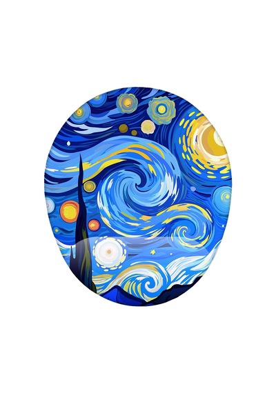 Van Gogh Yıldızlı Gece İllüstrasyon Bilek Destekli Mouse Pad