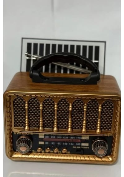 Nostaljik Everton Rt-707 Solarlı Radyo & Mp3 Çalar Usb/tf Kart Destekli, Dekoratif Masaüstü Radyo-saat