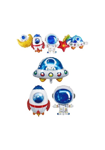 Uzay Galaksi Temalı Folyo Balon Set ^4 Adet Büyük Boy Çok Renkli