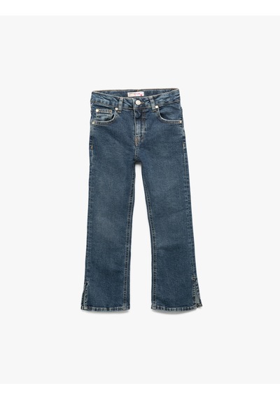 Koton Pamuklu İspanyol Paça Slim Fit Denim Pantolon Koyu İndigo 6wkg40045ad