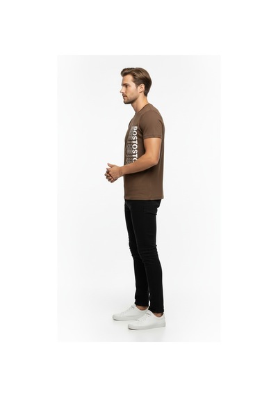 Urban Boston Dikey Baskı Erkek Tişört Slim Fit, Sokak Stili Günlük T-shirt Çok renkli
