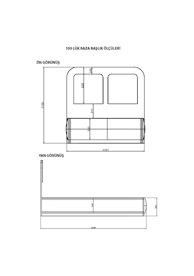 Demonte Baza Seti, Valens Ledli Tek Kişilik Baza Başlık Seti - İkili Set, Antrasit - 100x200 Cm 100 x 200