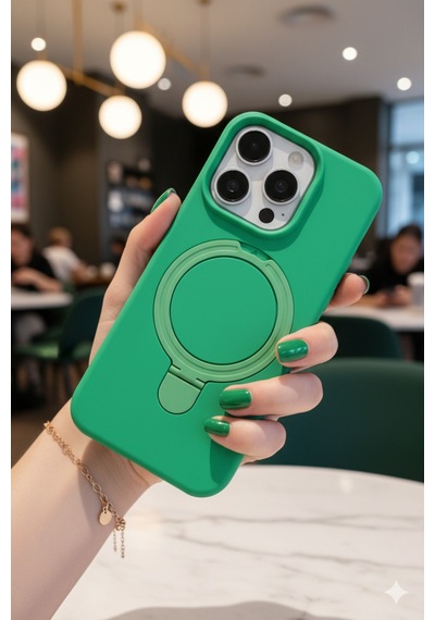 Apple Uyumlu iPhone 16 Pro Max Kılıf Soft Tasarım Magsafe Halka Stand İçi Kadife Kapak
