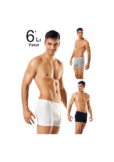 6'lı Paket Elastan Erkek Boxer KARIŞIK RENK 6'lı Paket Elastan Erkek Boxer KARIŞIK RENK