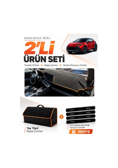 E-biz Toyota Chr Head Up Display Yok 2024-2026 Torpido + Tay Tüyü Çanta - Siyah-kahverengi - To028