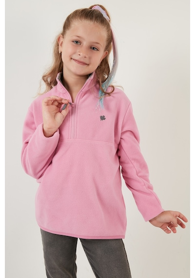 Lela Yumuşak Dokulu Fermuarlı Dik Yaka Şardonlu Kışlık Unisex Çocuk Polar 5905002 Şeker Pembe