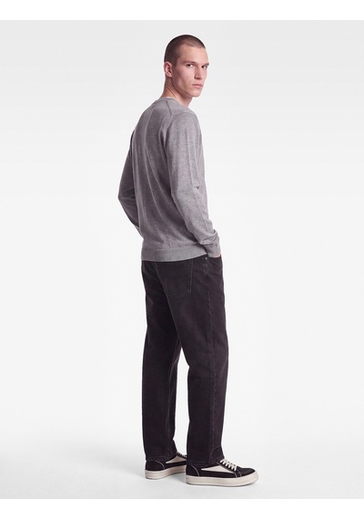 Koton Regular Fit Uzun Kollu Renk Kontrastlı Bisiklet Yaka Triko Kazak Gri 7wam70078ht