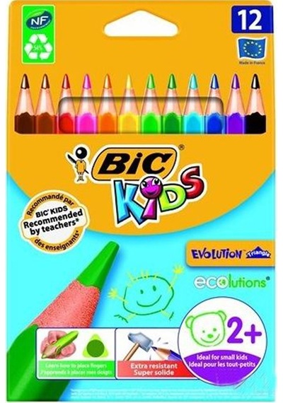 Bic Kuru Boya Evolution Üçgen Jumbo Metal Tüp 12+1 958192 Çok Renkli