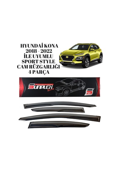 Hyundai Kona 2018 2018 2020 2021 2022 İle Uyumlu Sport Style Cam Rüzgarlığı 4 Parça Sunplex 1 Adet