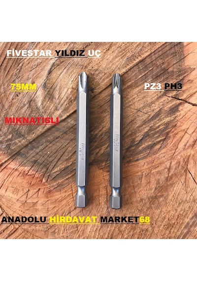 Fivestar Yıldız Uç Bits Uç 75 Mm Ph3 Pz3 Mıknatıslı Vida Sıkma Uç