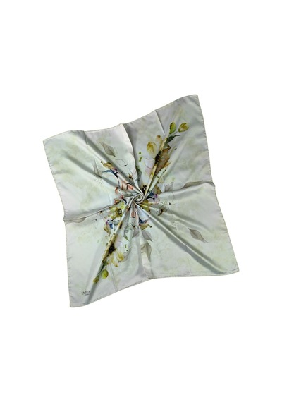 Mim Eşarp Emilya Rayon Çiçek Desenli Eşarp 90x90 Cm Açık Krem - Somon
