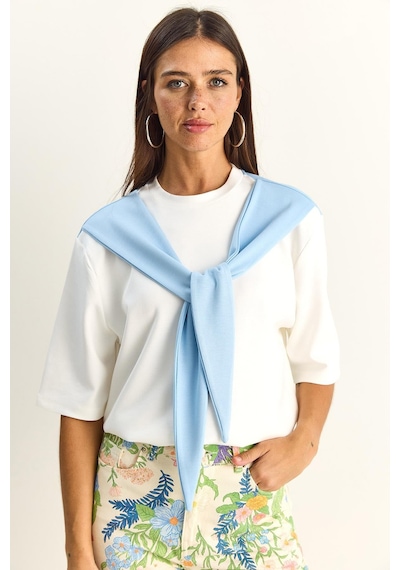 Shade Kadın Şal Detaylı Oversize Basic T-shirt 1094 60286118 - Beyaz-bebe Mavi Beyaz - Mavi Shade Kadın Şal Detaylı Oversize Basic T-shirt 1094 60286118 - Beyaz-bebe Mavi Beyaz - Mavi