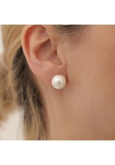 925 Ayar Gümüş White Tatlısu İncisi Küpe-12mm