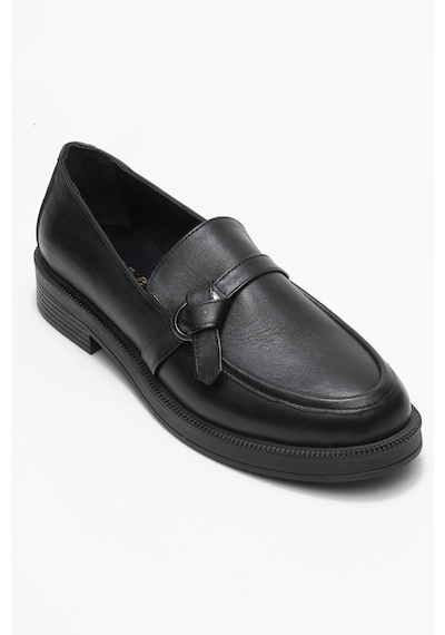 Luvishoes Luvi Shoes Galea Siyah Cilt Tokalı Hakiki Deri Kadın Loafer Ayakkabı SİYAH CİLT