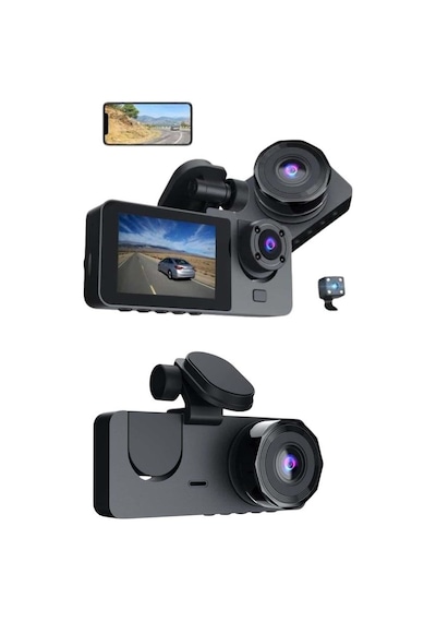 3 Kameralı 2 İnç 1080p Araç İçi Kamera Sürüş Kamerası Carplay - Lisinya Standart