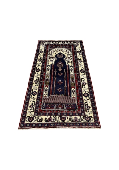 El Dokuma Seccade 120x210 Lacivert %100 Yün Büyük Namazlık Lacivert