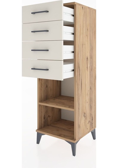 Hyperion Dolap Tek Raflı 4 Çekmeceli 44x44x134 Çam-aytaşı Atlas Çam