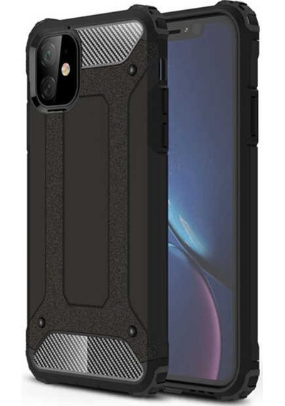 Mutcase - Apple Uyumlu iPhone 11 - Kılıf Çift Katman Zırh Tank Crash Military Kapak - Siyah