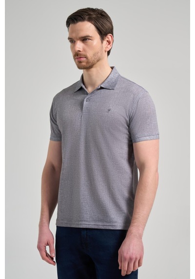 Siyah Kısa Kol Baskılı Pike Polo Yaka Cepsiz Esnek Casual Slim Fit Tişört 1011250151 Siyah
