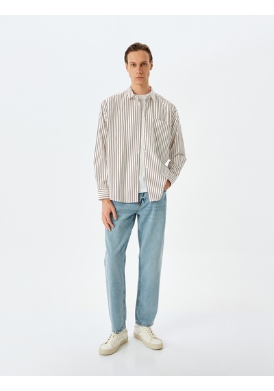 Koton Vintage Straight Kot Pantolon Cep Detaylı Pamuklu Orta İndigo 5sam40021ıd İndigo