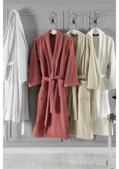 Soft Cotton Micro Bornoz Ekru