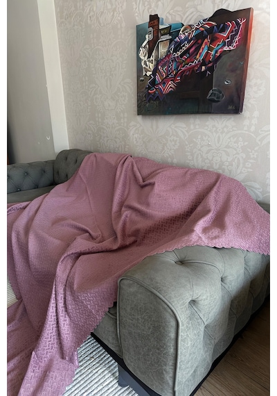 Sofline Kadife Şönil Koltuk Örtüsü, Kaymaz Kanepe Örtüsü, Koltuk Şalı 180 X 220cm Lila