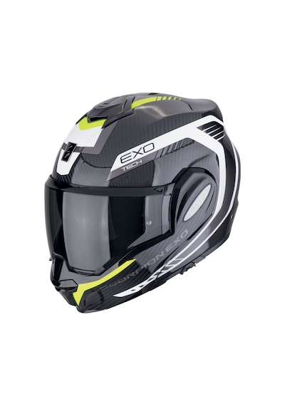 Scorpion Exo-tech Evo Carbon Cosy Çene Açılabilir Motosiklet Kaskı Siyah Sarı Siyah - Sarı