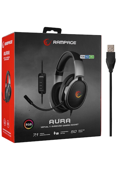 Rampage RM-K94 Aura RGB USB 7.1 Oyuncu Kulak Üstü Kulaklık