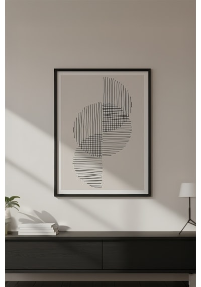 Huhuli Ahşap Siyah Çerçeveli Minimalist Tablo Huhu577